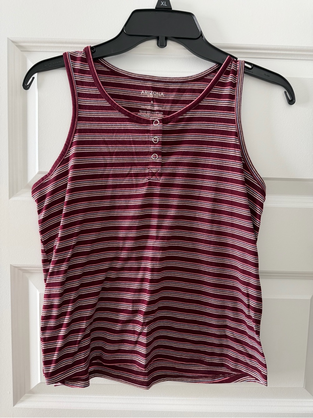 Arizona Jean Company Burgundy Striped Henley Tank